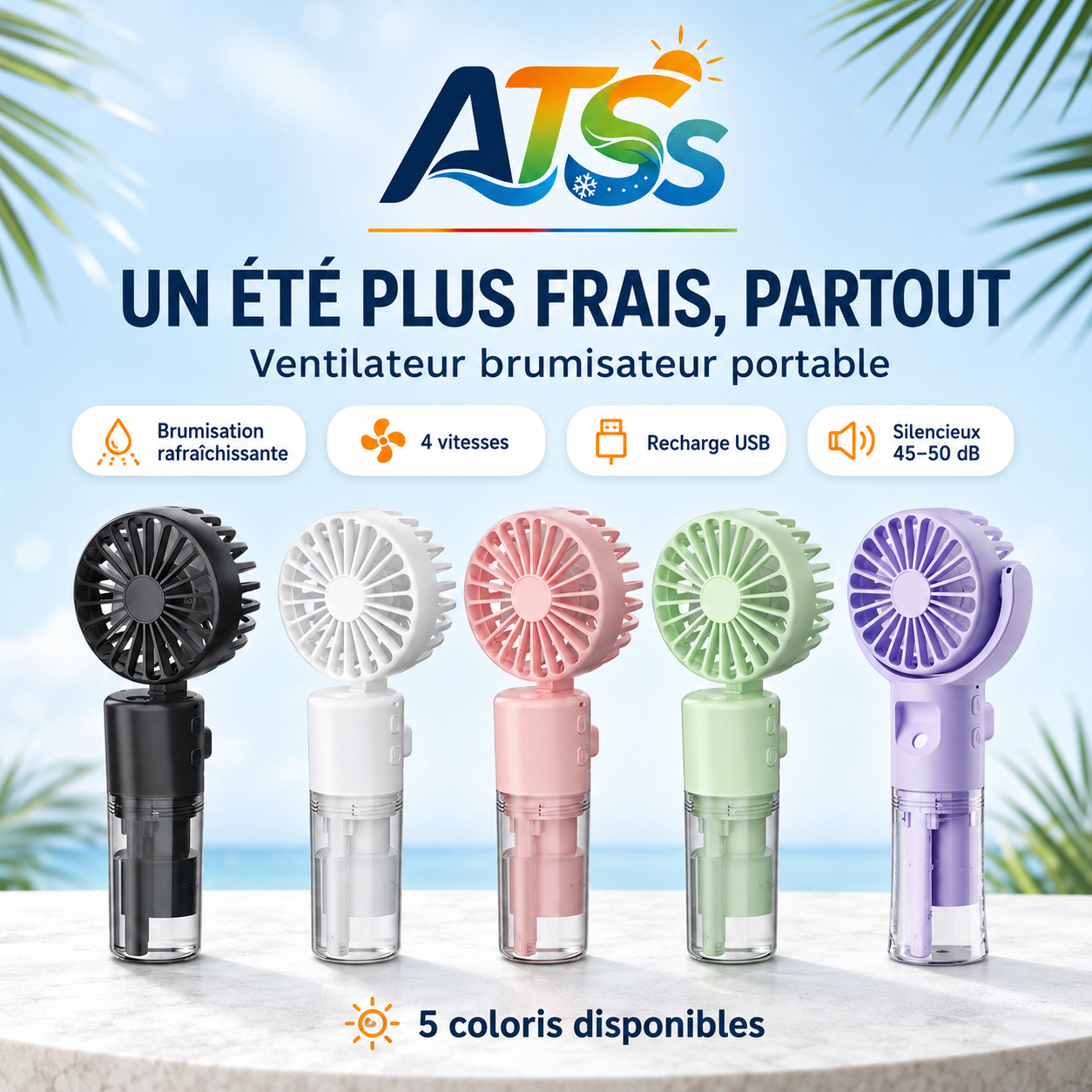 VENTILO — Brumisateur 4 Vitesses USB rechargeable