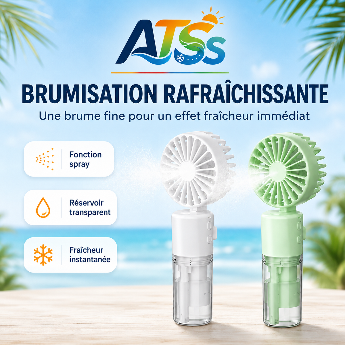 VENTILO — Brumisateur 4 Vitesses USB rechargeable